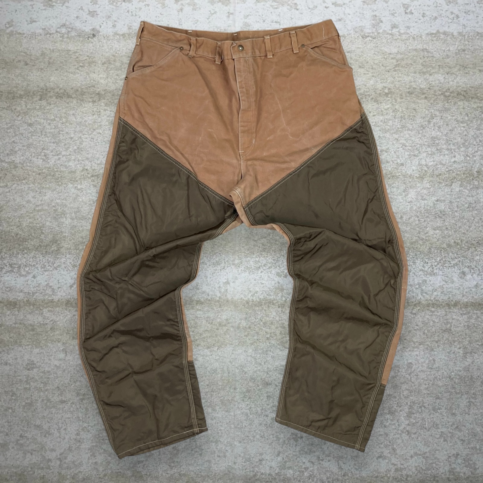 Vintage 80s Carhartt Carpenter Pants 40x30 Baggy Tan 100 Year Double Knees
